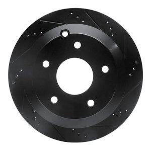 Pontiac GTO Brake Rotor (1) - Rear Right - R1 Concepts - Drilled & Slotted - Black - `05-`06